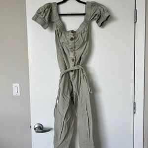 sage green jumper, off the shoulder, tie waist ASOS